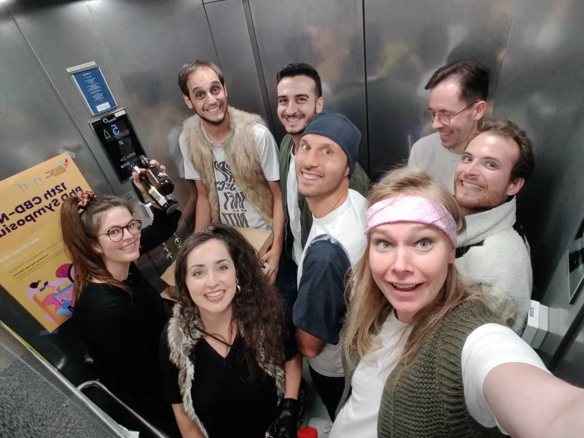 Lab selfie in the elevator